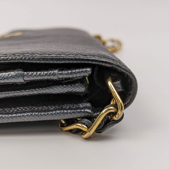 SOLD Prada Black Saffiano Wallet on Chain Bag - Picture 7 of 10